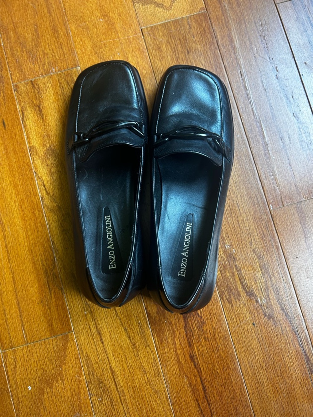 Enzo Angiolini Black Leather Bit Loafers